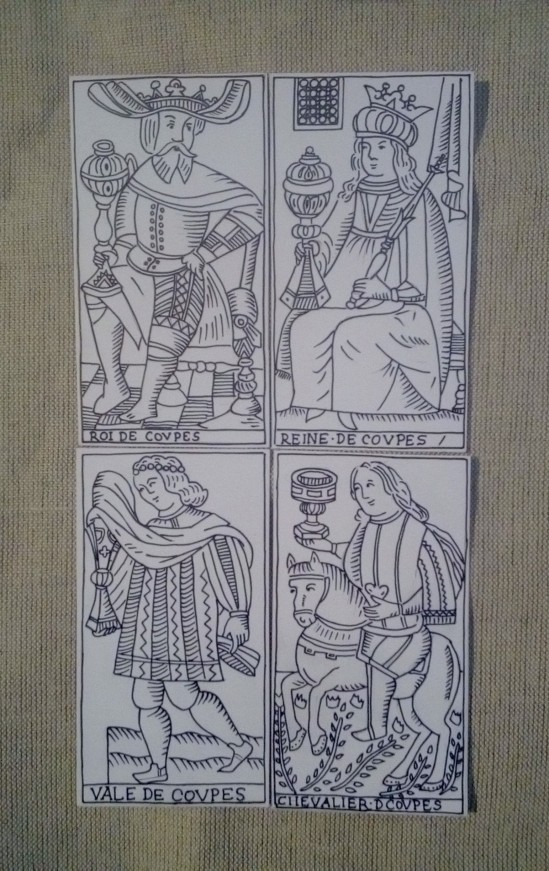 Hes - Derua Tarot, King , Queen, Page, and Knight of cups